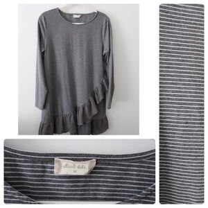 ALTAR’D State | Gray Striped Ruffle Tunic Dress | Size Medium
